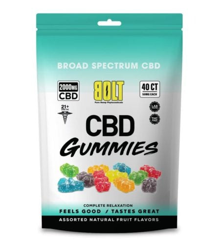 Bolt CBD Gummies – 500mg – 40 counts Per Bag – Assorted Fruit Flavors