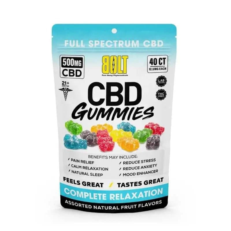 Bolt CBD Gummies 500mg 20 counts Per Bag – Assorted Fruit Flavors