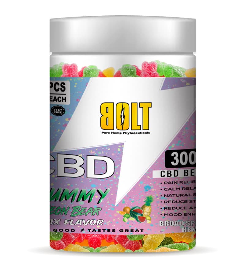 Bolt CBD Gummies Neon Bear Jar 3000mg 120 Count