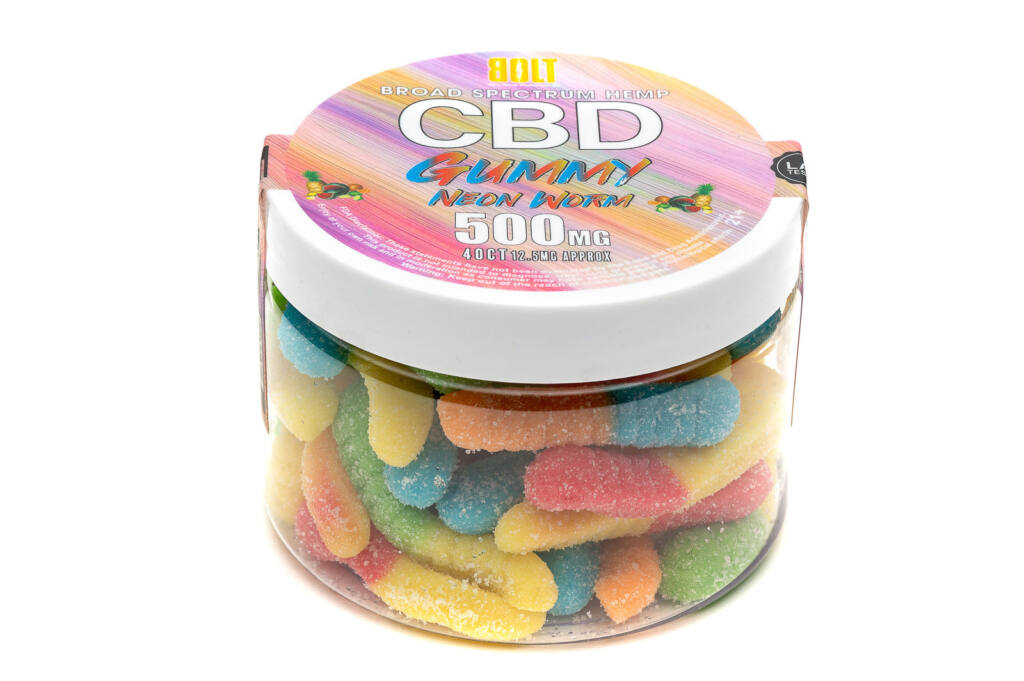 Buy BOLT CBD Gummy Neon Worm Jar 500mg – 40 Count