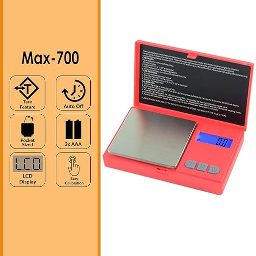 AmericanweighScale-MAXSeries-CompactPortablePocketScaleGramScaleSmallFoodJewelryScale-700Gx0.1G-Red-StainlessSteel2