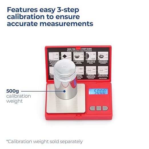 AmericanweighScale-MAXSeries-CompactPortablePocketScaleGramScaleSmallFoodJewelryScale-700Gx0.1G-Red-StainlessSteel6